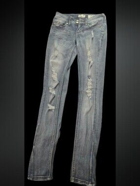 Womens Indigo Rein Distressed Light Blue Jeans